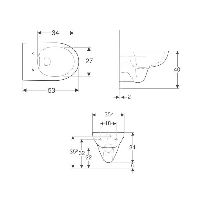 Безободковый подвесной унитаз Geberit Selnova 500.265.01.1+500.335.01.1 (с сиденьем), фото 3