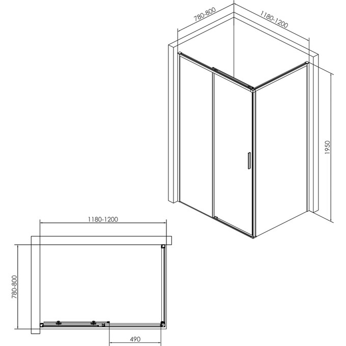 Душевая кабина Imprese Osser Black Matt s6400601TR (120x80 см, стекло прозрачное, профиль черный матовый), фото 2