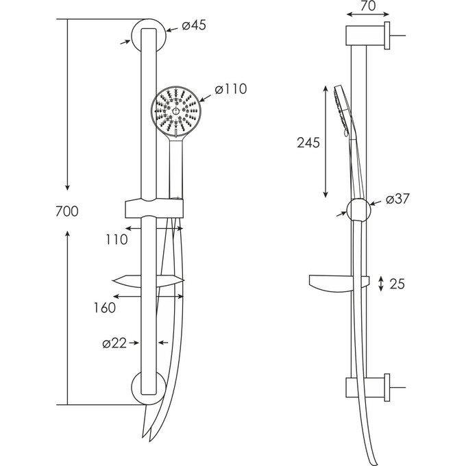 Душовий гарнітур RJ Chrome RJSH000-04CH (з мильницею), фото , изображение 2