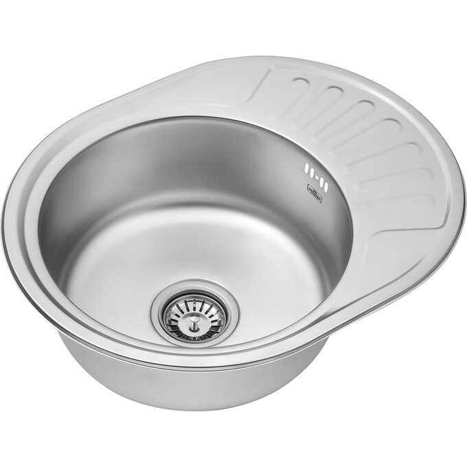 Кухонна мийка Kroner KRP Satin 5745 (Satin-574508180, 57x45 см, 0.8 мм, з сифоном), Тип поверхні: сатин (матовая), фото , изображение 3