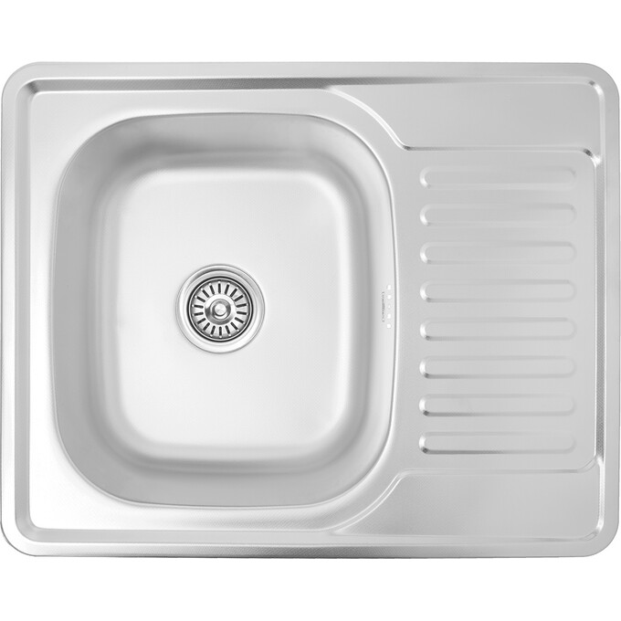 Кухонна мийка Kroner KRP Dekor 6350 (Dekor-635008180, 63x50 см, 0.8 мм, з сифоном), Тип поверхні: декор (рифленая), фото 
