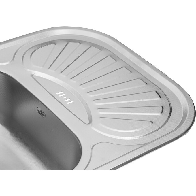 Кухонна мийка Kroner KRP Dekor 7549 (Dekor-754908180, 75x49 см, 0.8 мм, з сифоном), Тип поверхні: декор (рифленая), фото , изображение 5