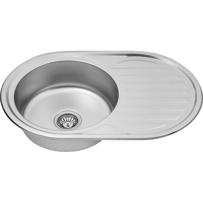 Кухонна мийка Kroner KRP Satin 7750 (Satin-775008180, 77x50 см, 0.8 мм, з сифоном), Тип поверхні: сатин (матовая), фото , изображение 4