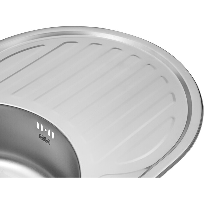 Кухонна мийка Kroner KRP Satin 7750 (Satin-775008180, 77x50 см, 0.8 мм, з сифоном), Тип поверхні: сатин (матовая), фото , изображение 9