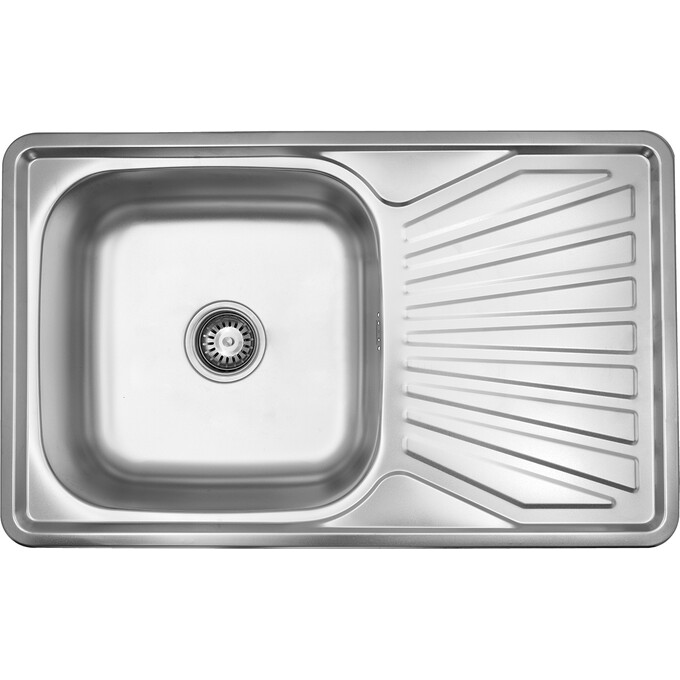 Кухонна мийка Kroner KRP Satin 7848 (Satin-784808180, 78x48 см, 0.8 мм, з сифоном), Тип поверхні: сатин (матовая), фото 