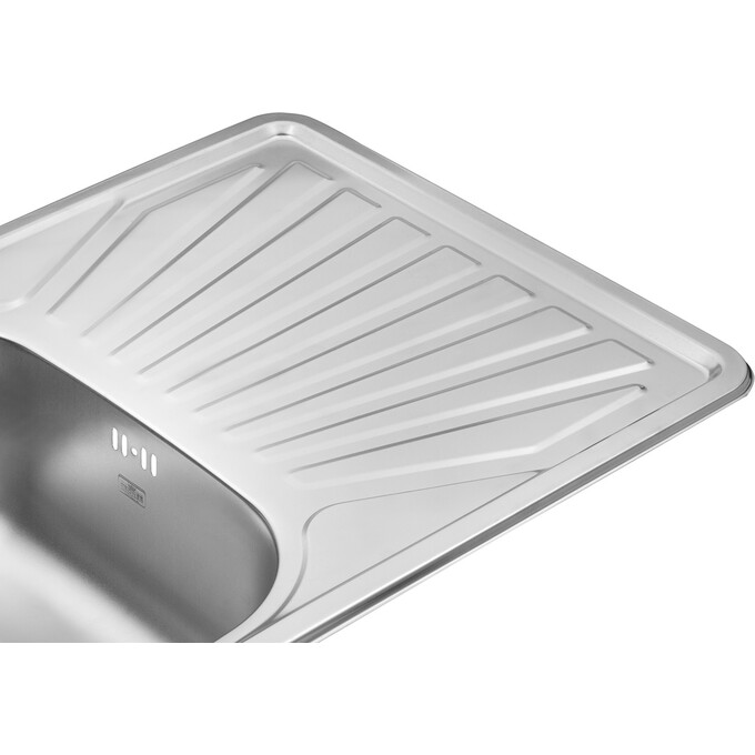 Кухонна мийка Kroner KRP Satin 7848 (Satin-784808180, 78x48 см, 0.8 мм, з сифоном), Тип поверхні: сатин (матовая), фото , изображение 9