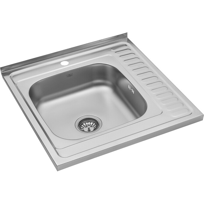 Мийка для кухні Kroner KRP Dekor 6060L (Dekor-6060L06160, 60x60 см, 0.6 мм, з сифоном), Доступні розміри: 60 x 60 L, Тип поверхні: декор (рифленая), фото , изображение 3
