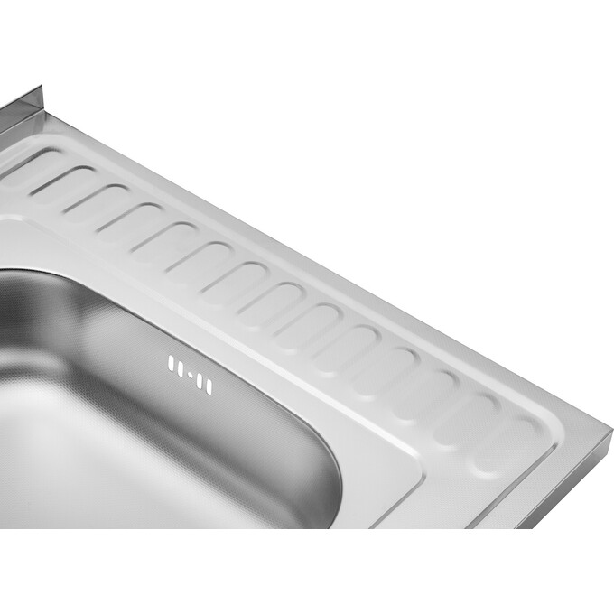 Мийка для кухні Kroner KRP Dekor 6060L (Dekor-6060L06160, 60x60 см, 0.6 мм, з сифоном), Доступні розміри: 60 x 60 L, Тип поверхні: декор (рифленая), фото , изображение 9