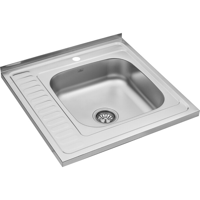 Мийка для кухні Kroner KRP Dekor 6060R (Dekor-6060R06160, 60x60 см, 0.6 мм, з сифоном), Доступні розміри: 60 x 60 R, Тип поверхні: декор (рифленая), фото , изображение 3