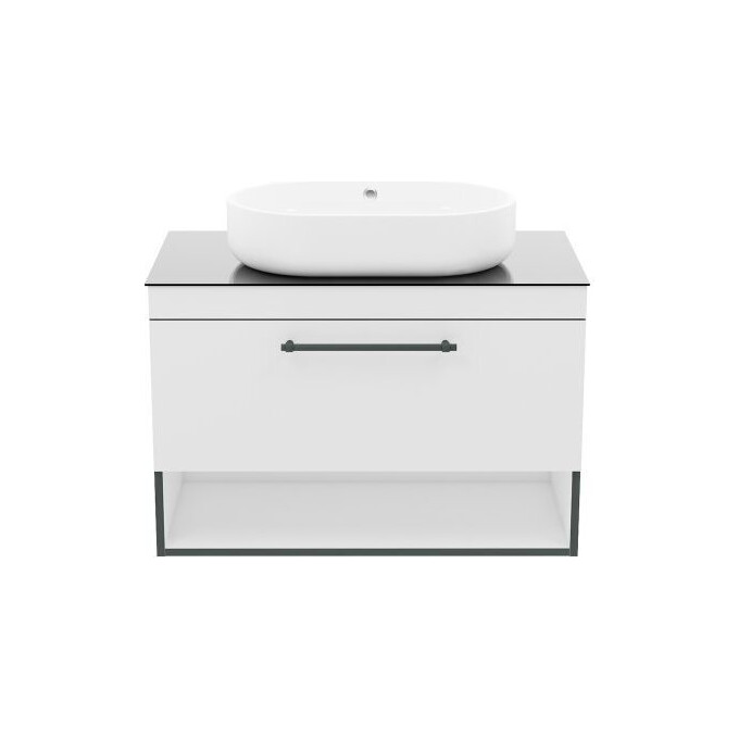 Комплект мебели Imprese Black Edge 90 см белый f32119W(3) (тумба подвесная + умывальник накладной + пенал подвесной), Доступные размеры: 90, Цвет производителя: белый, фото 3