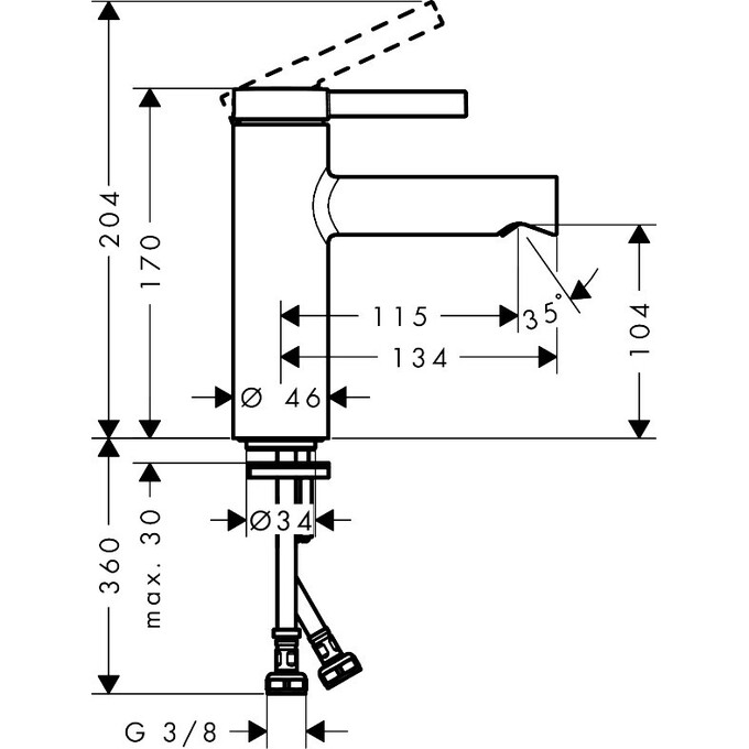 Змішувач для умивальника Hansgrohe Zesis S Chrome 74724000 (з донним клапаном), фото , изображение 4