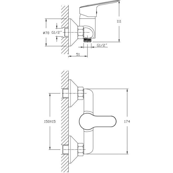 Змішувач для душу RJ Venus Chrome RJFA092-05CH (з лійкою та шлангом), фото , изображение 2