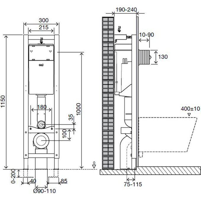 Інсталяція для унітазу 2 в 1 Oli Quadra Plus 885060/135974 (з кріпленням до стіни), фото , изображение 5