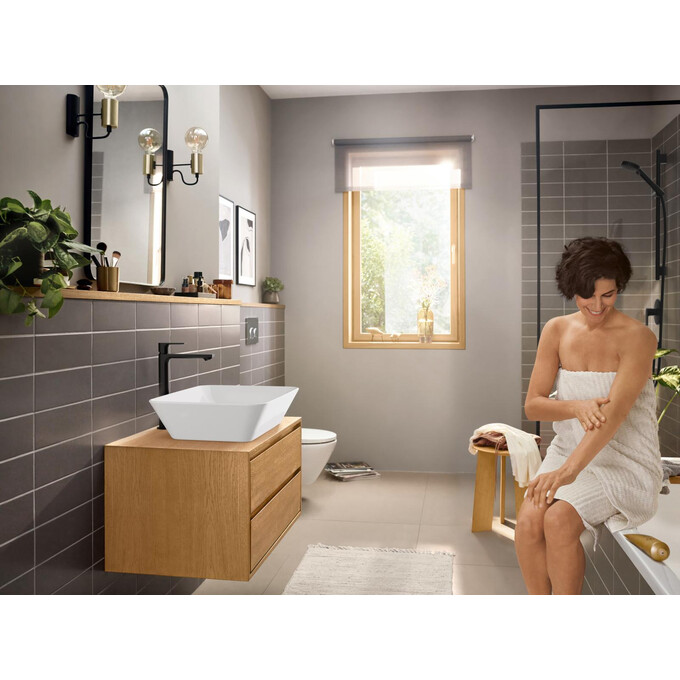 Смеситель для умывальника Hansgrohe Rebris E Black Matt 72591670 (черный матовый, высокий, с донным клапаном), Цвет производителя: черный матовый, фото 3
