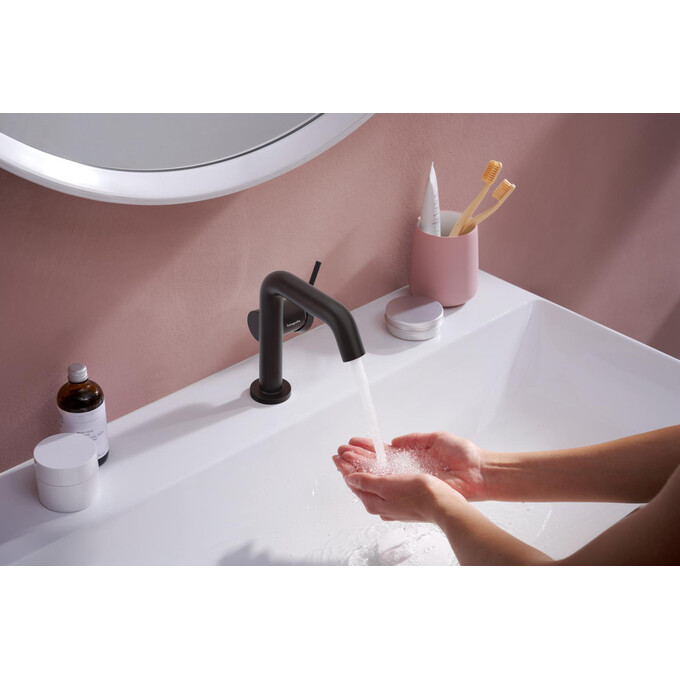 Смеситель для умывальника Hansgrohe Tecturis S Black Matt 73323670 (черный матовый, с донным клапаном), Цвет производителя: черный матовый, фото 2