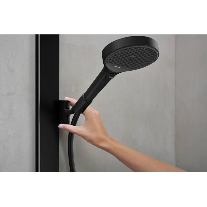 Душевая система с термостатом Hansgrohe Rainfinity Showerpipe 360 1jet Black Matt 26853670 (черная матовая, с полочкой), Цвет производителя: черный матовый, фото 7