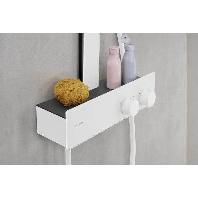 Душевая система с термостатом Hansgrohe Rainfinity Showerpipe 360 1jet White Matt 26853700 (белая матовая, с полочкой), Цвет производителя: белый матовый, фото 2