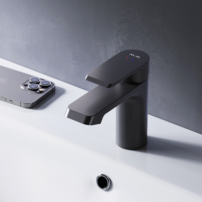 Змішувач для умивальника Am.Pm Sense F7B02122 (чорний матовий), фото , изображение 2