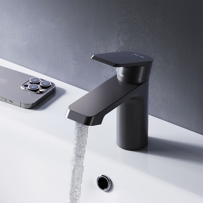 Змішувач для умивальника Am.Pm Sense F7B02122 (чорний матовий), фото , изображение 3