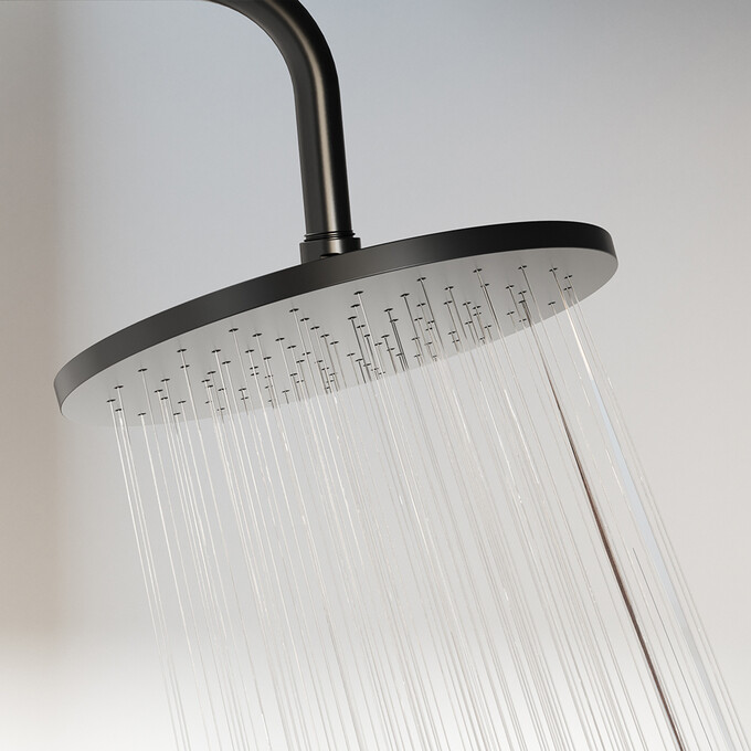 Душевая система с термостатом Damixa Jupiter 977760300 (черная матовая, с полкой и изливом), Цвет производителя: черный матовый, фото 6