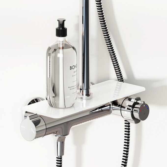 Душевая система с термостатом Damixa Jupiter 977750000 (с полкой), Цвет производителя: хром, фото 4