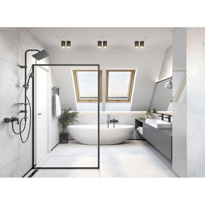 Душова система Ferro Squerto Lux Black Matt NP24-BL (чорна матова, без змішувача, з полицею), фото , изображение 3