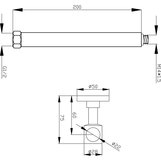 Подовжувач для душового гарнітура Ferro Chrome ELP20-NP71 (200 мм, хром), фото , изображение 2