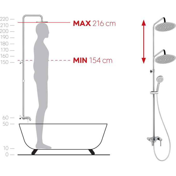 Душевая система Ferro Fiesta Chrome NP79-BFI13U (с изливом), фото 4