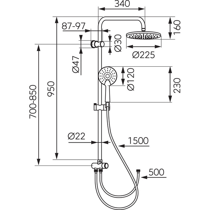 Душевая система Ferro Coppa Black Matt NP92-BL (черная матовая, без смесителя), Цвет производителя: черный матовый, фото 2