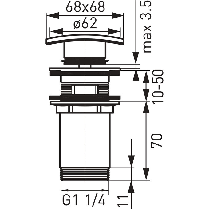 Донний клапан Ferro Quadro Black Matt S284-BL-B (чорний матовий, з переливом), фото , изображение 2
