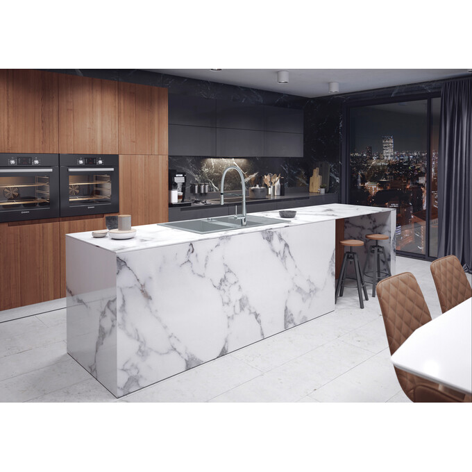 Мойка для кухни Ferro Mezzo II Grey DRGM3/48/79GA (79x48 см, серая, с фруктовницей, с сифоном и клапаном-автоматом), Доступные размеры: 79 x 48, Цвет производителя: серый, фото 3