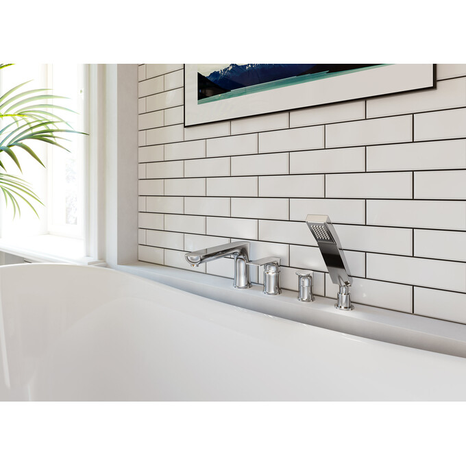 Змішувач на борт ванни Ferro Algeo Square Chrome BAQ11A (на чотири отвори), фото , изображение 2