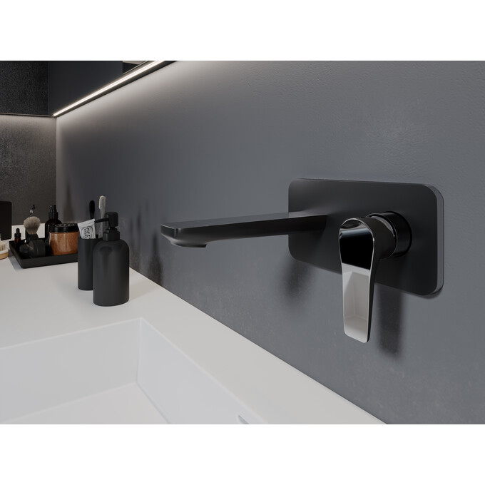 Смеситель скрытого монтажа для умывальника Ferro Adore Black Matt/Chrome BDR3PABLC (черный матовый/хром, внутренняя часть в комплекте), Цвет производителя: черный матовый, хром, фото 2