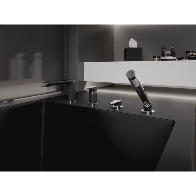 Смеситель на борт ванны Ferro Adore Black Matt/Chrome BDR11ABLC (черный матовый/хром, на четыре отверстия), фото 2