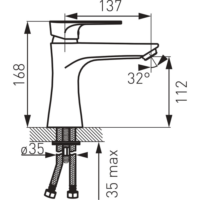 Смеситель для умывальника Ferro Algeo Square Black Matt/Chrome BAQ2BLC (черный матовый/хром), фото 2