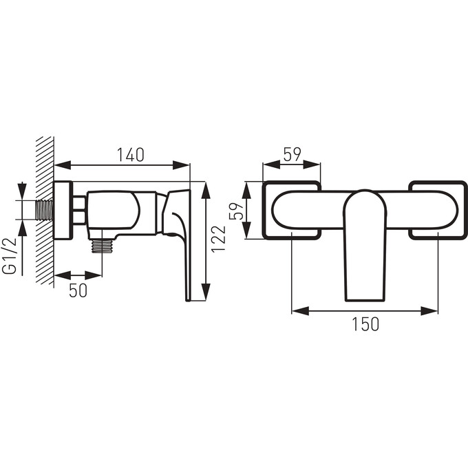 Смеситель для душа Ferro Algeo Square Black Matt/Chrome BAQ7BLC (черный матовый/хром), фото 5