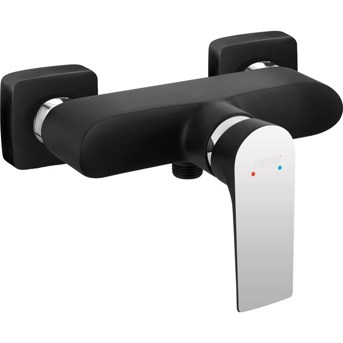 Смеситель для душа Ferro Algeo Square Black Matt/Chrome BAQ7BLC (черный матовый/хром), фото 