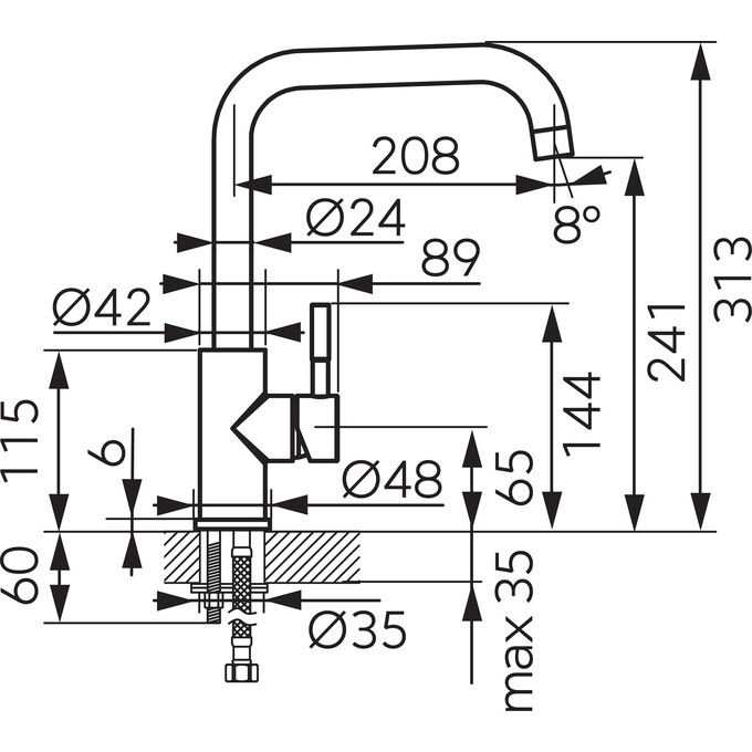 Смеситель для кухни Ferro Camiro Inox BCQ4 (нержавейка), фото 4