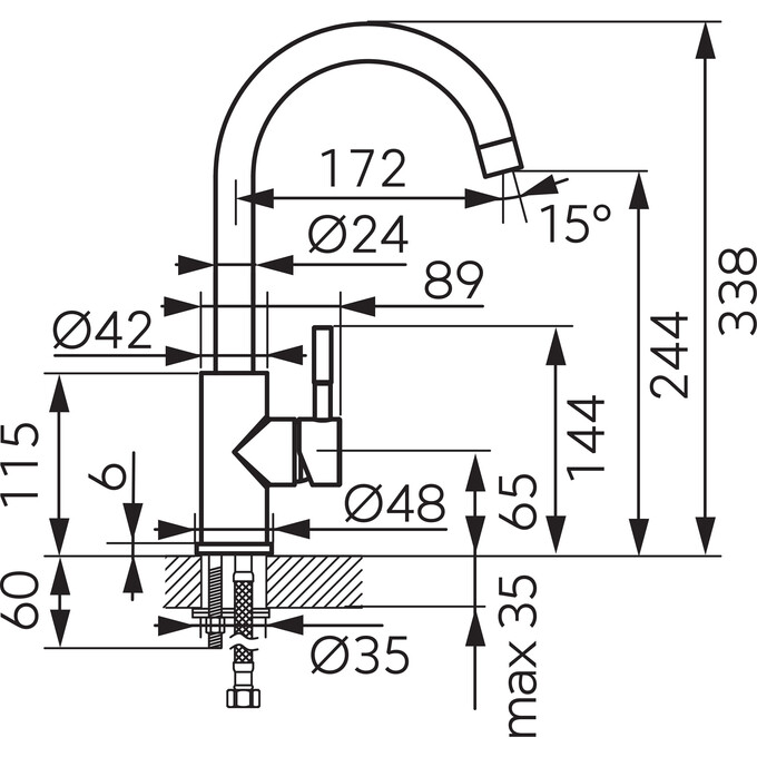 Змішувач для кухні Ferro Camira Inox BCR4 (нержавійка), фото , изображение 4