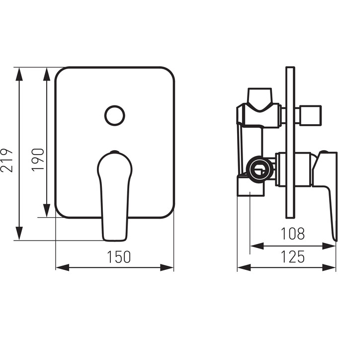Змішувач прихованого монтажу Ferro Adore Black Matt/Chrome BDR7PBLC (чорний матовий/хром, внутрішня частина в комплекті), фото , изображение 2