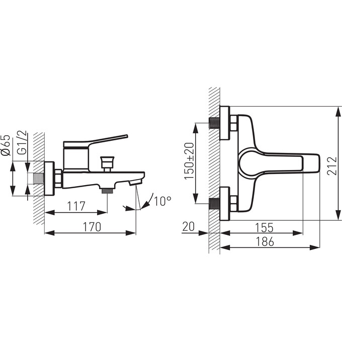 Смеситель для ванны Ferro Stratos Black Matt BSC1BL (черный матовый), фото 7