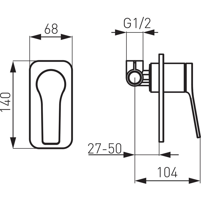 Смеситель скрытого монтажа для душа Ferro Stratos Black Matt BSC7PABL (черный матовый, внутренняя часть в комплекте), Цвет производителя: черный матовый, фото 2