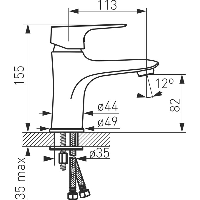 Змішувач для умивальника Ferro Tiga VerdeLine Chrome BTG2VL (з донним клапаном), фото , изображение 3