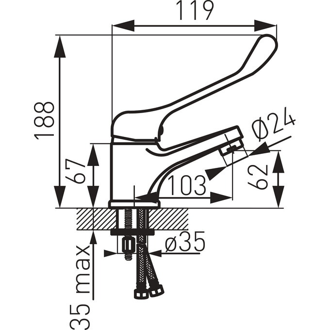 Змішувач для раковини ліктьової Ferro Vasto BVAM2, фото , изображение 3