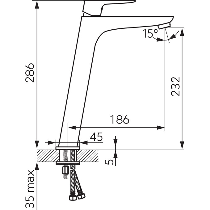 Змішувач для умивальника Ferro Vitto Verdeline Black Matt BVI2LVLBL (чорний матовий, високий), Колір виробника: чорний матовий, фото , изображение 6
