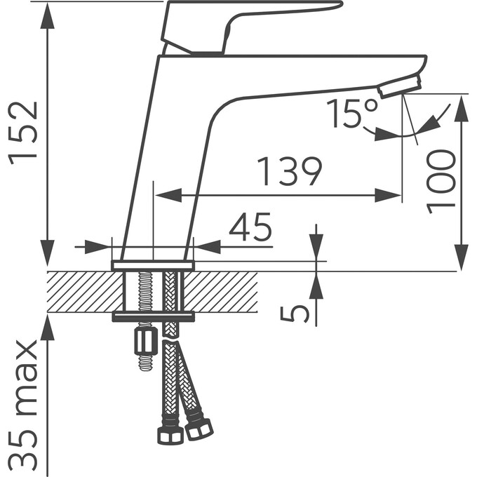 Смеситель для умывальника Ferro Vitto Verdeline Chrome BVI2VL (хром, с донным клапаном), Цвет производителя: хром, фото 5