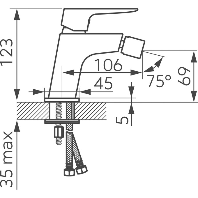 Змішувач для біде Ferro Vitto Verdeline Chrome BVI6VL (хром, з донним клапаном), Колір виробника: хром, фото , изображение 3