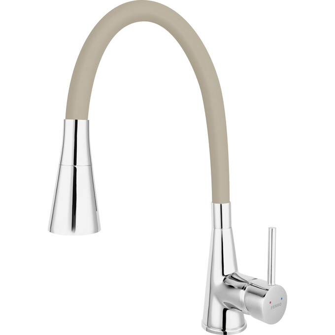 Смеситель для кухни Ferro Zumba II Chrome/Beige BZA42P (хром/бежевый, c гибким изливом), Цвет производителя: хром, бежевый, фото 