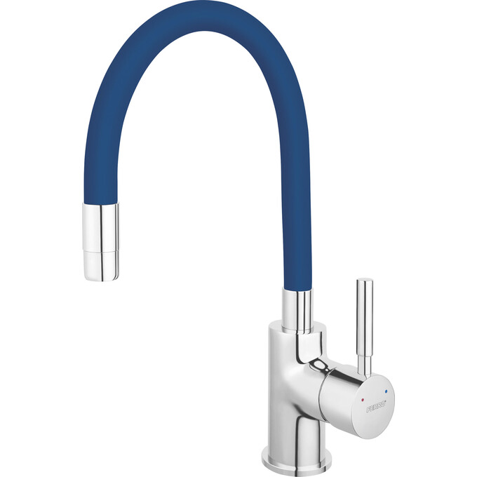 Смеситель для кухни Ferro Zumba Chrome/Blue BZA4L (хром/синий, c гибким изливом), Цвет производителя: хром, синий, фото 