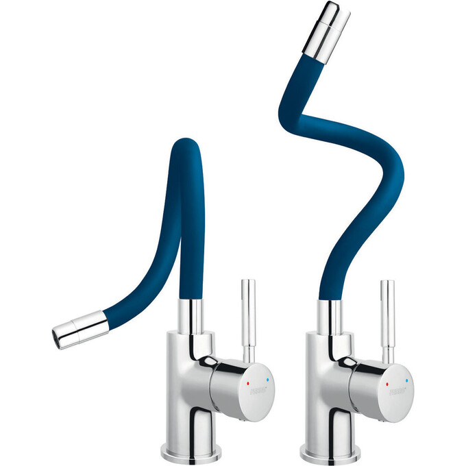 Смеситель для кухни Ferro Zumba Chrome/Blue BZA4L (хром/синий, c гибким изливом), Цвет производителя: хром, синий, фото 4